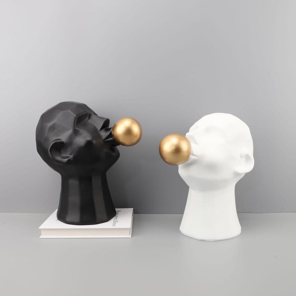 Minimalist Resin Bubble-Blowing Boy Figure for Home Décor