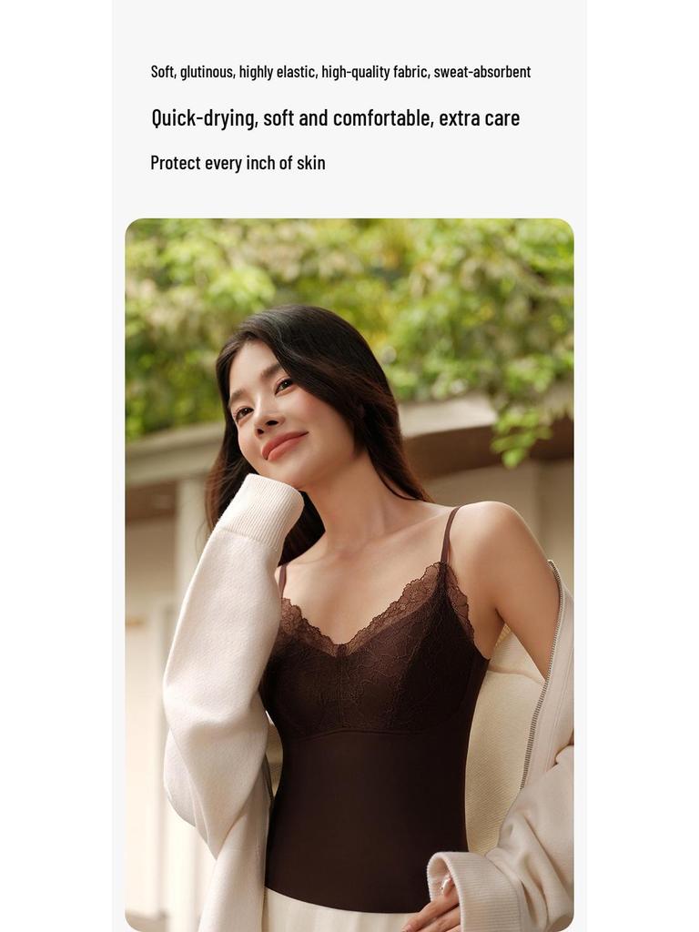 Retro V-Ausschnitt Spitzen-Camisole Push-Up Weste – Französische Mode Vielseitiges Damenoberteil