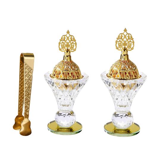 Arabic Incense Burner Glass Desktop Incense Holder with Lid Hollow
