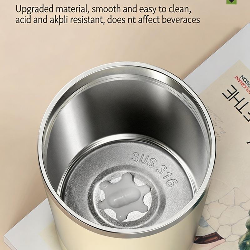 Rechargeable Automatic Stirring Cup with Top-Mounted Temperature Display, Button-Activated Mixing, Removable Base, and 316-Grade Interior
