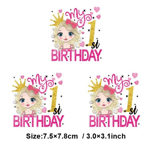 

Европейские наклейки на день рождения для маленьких девочек на одежде, нашивки для девочек с белой кожей, термонаклейки для одежды, термонаклейки