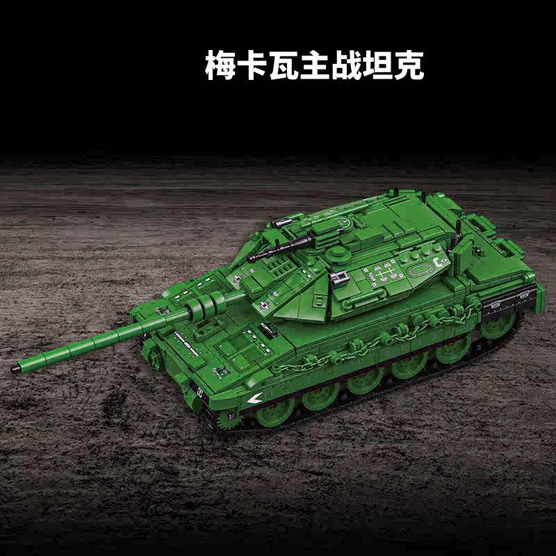 Merkava main battle tank 1023, 4-piston WWII aircraft armor fighter vehicle, LEYI building block toy assembly model
