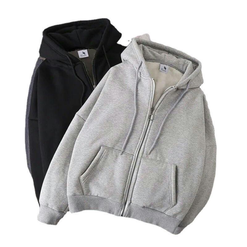 Herren Kapuzenpullover mit Reißverschluss im japanischen Stil - Hongkong Herbst Strickjacke, Koreanische lockere lässige Trendjacke