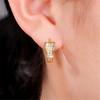 Cute Female White Zircon Stone Round Hoop Earrings Vintage Fashion Gold Color Wedding  For Women
