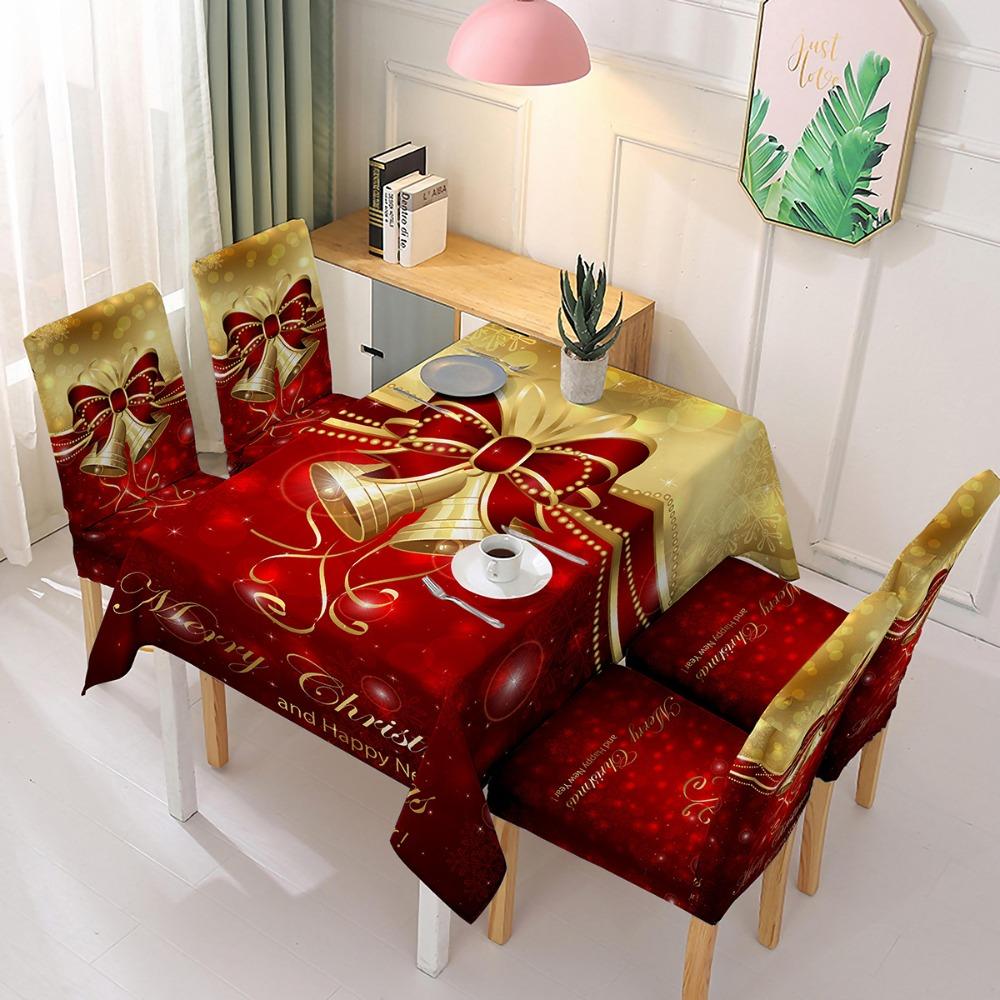 Festive Chair Covers Christmas Elastic Full Cover Waterproof Oilproof Tablecloth for Dining Table Home Decor