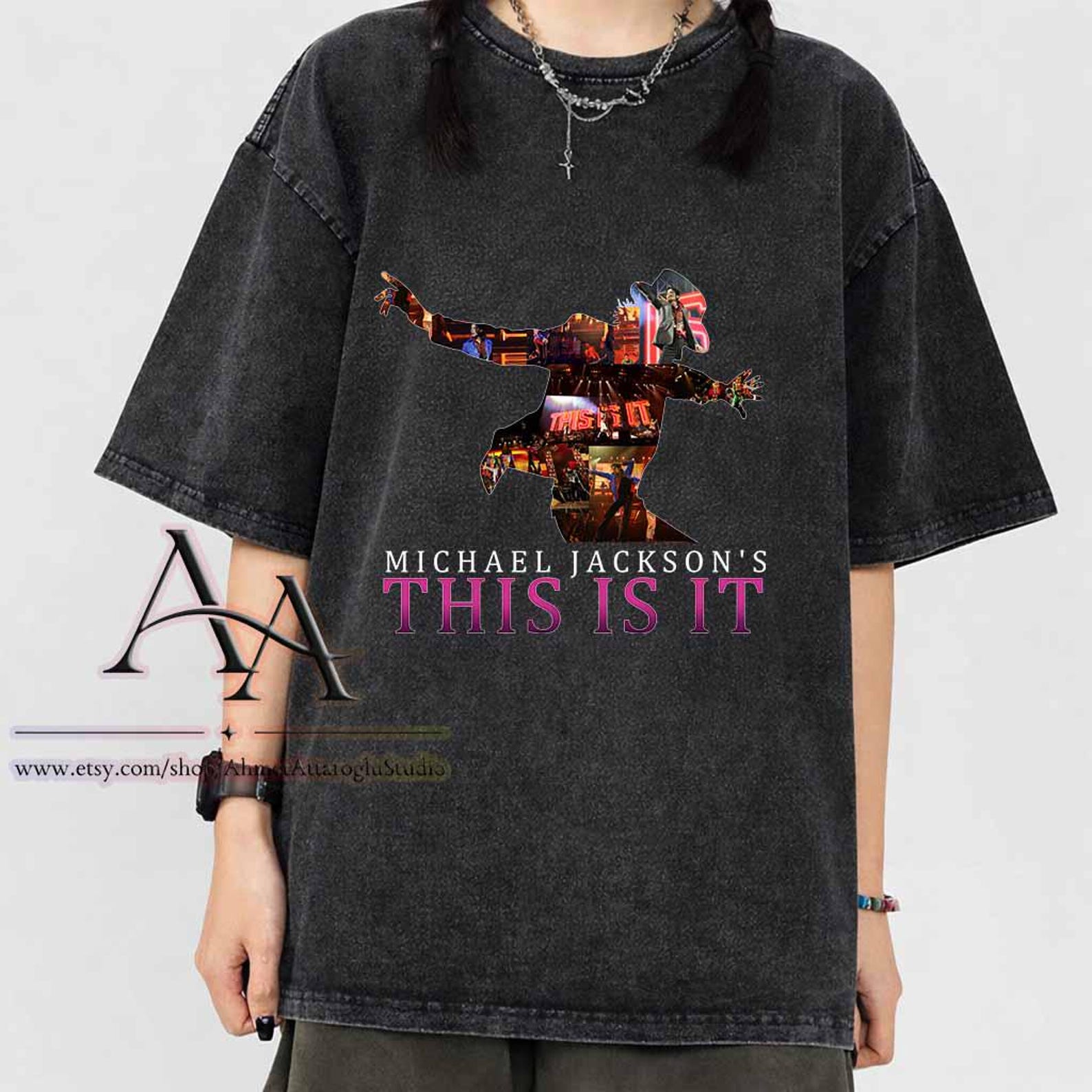 Mineral Wash Tee Michael Jackson This Is It Movie T-Shirt: Comfort Colors Retro MJ Fan Tee M
