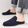 Designer New Men Black BLUE Half Slippers Shoes Casual Suede Pu Leather Mules Moccasins Breathable Loafers Zapatos Hombre