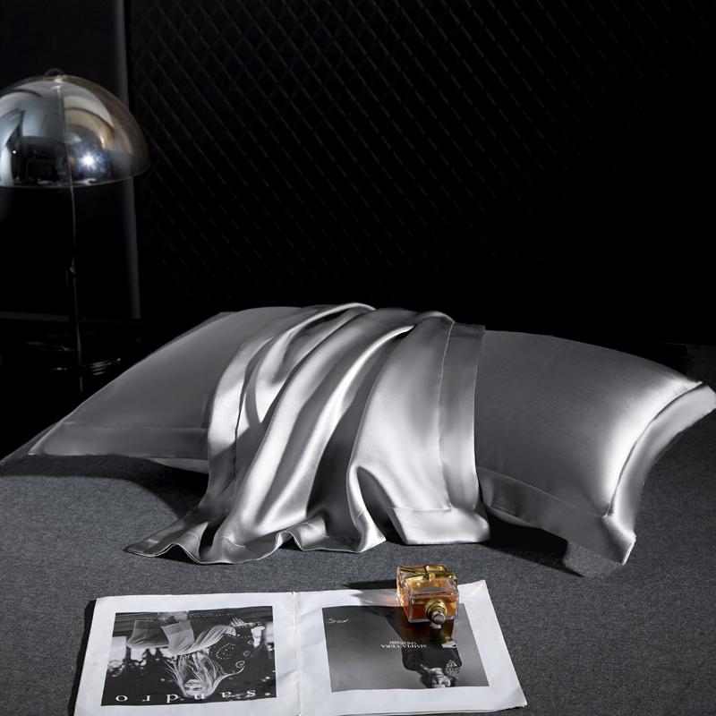 100% Maulbeerseide Kissenbezug Eine Seite 6A 25 Momme Seidenkissenbezug Einfarbig Haare Haut Schutz Breiter Rand Dekorativer Bezug