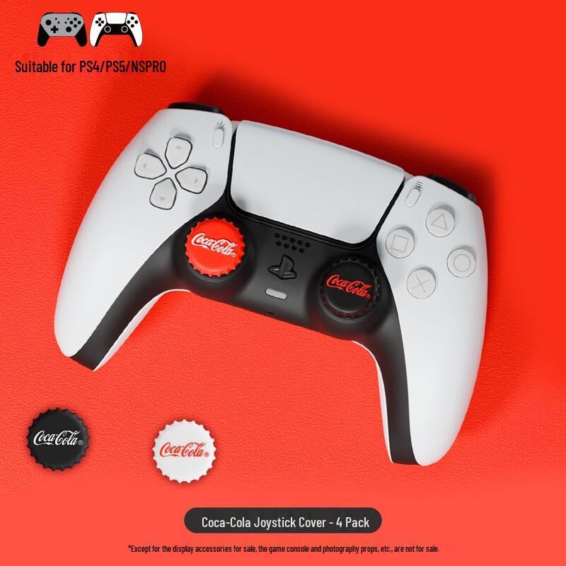 Coca-Cola Officially Licensed Silicone Thumb Grips for PS4/PS5/Switch Controllers (4-Pack)