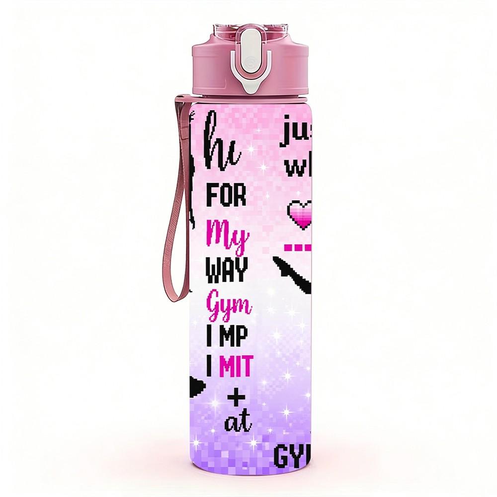 1PC Just A Girl Who Loves Gymnastics Art 750ml Color Plastic Sports Water Bottle Leakproof Flip Straw Lid Suitable for Sports Office Home Use