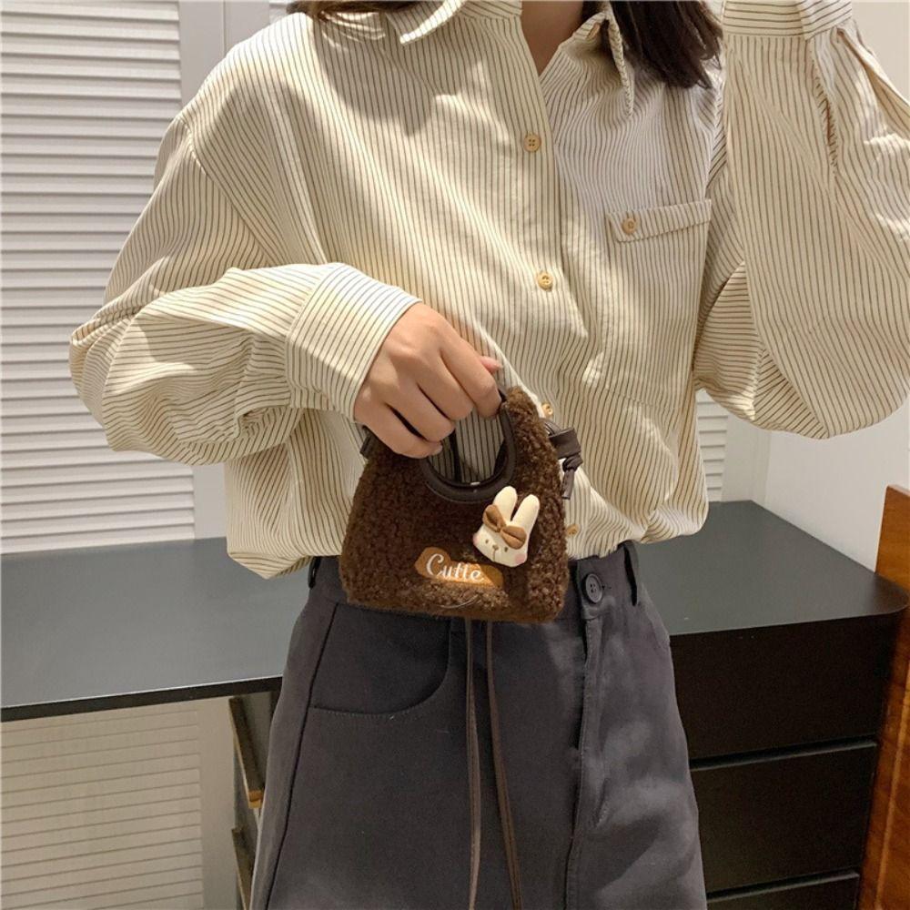 Cute Furry Handbag Rabbit Mini Shoulder Bag Creative Plush Crossbody Bag  Autumn Winter