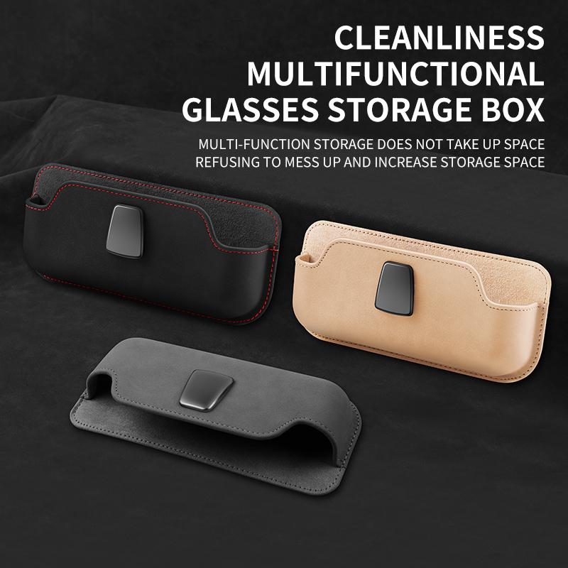 Car Adhesive Glasses Case Car Glasses Case Sunglasses Rack Multi-function Storage Bag Instrument Panel Non-destructive Installat