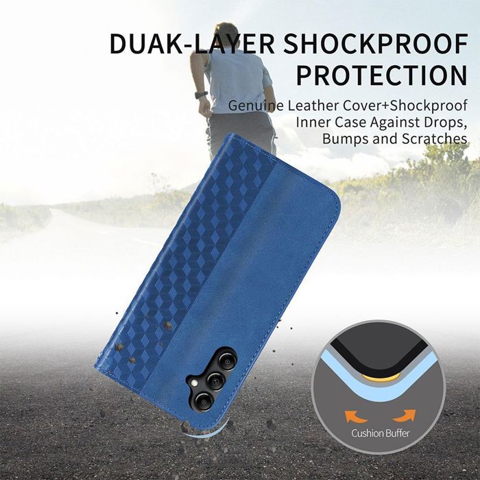 Coque de Protection - BOOLING - Samsung Galaxy S25 FE - Effet Cuir Bleu Marine - Antichoc - 2 Verres Trempés