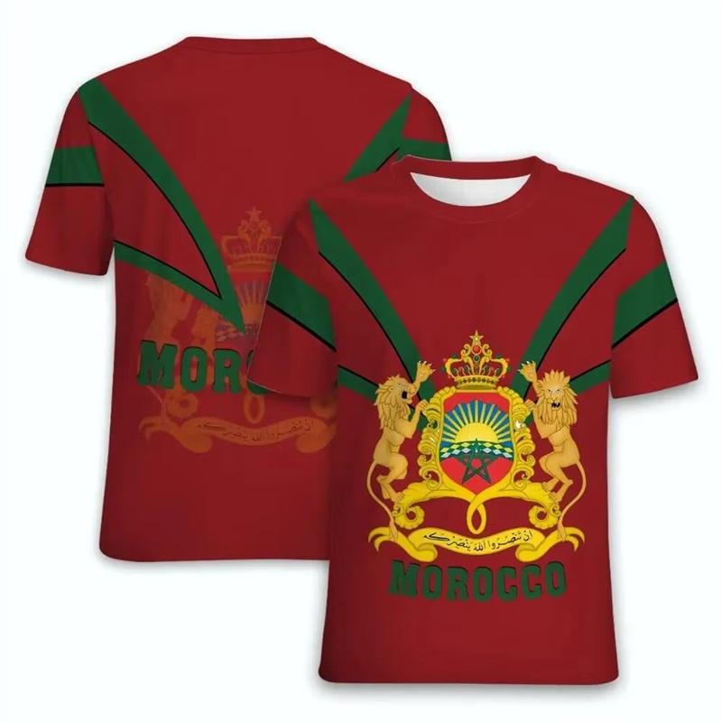 

3D Printed Morocco Flag T-Shirts For Men Moroccan Emblem Casual Oversized Short Sleeve T Shirt Kids Tees Tops Clothing 6XL