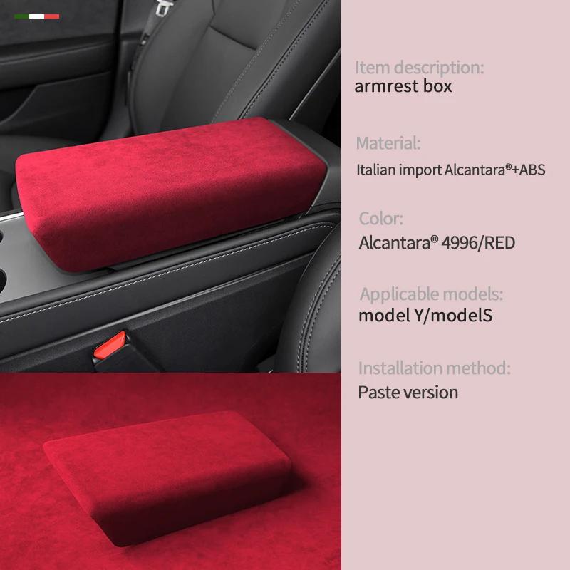 For Tesla Model 3, Model Y 2018 2019 2020 2021 2022 Alcantara Central Armrest Lid Cover Sheath Shell Black