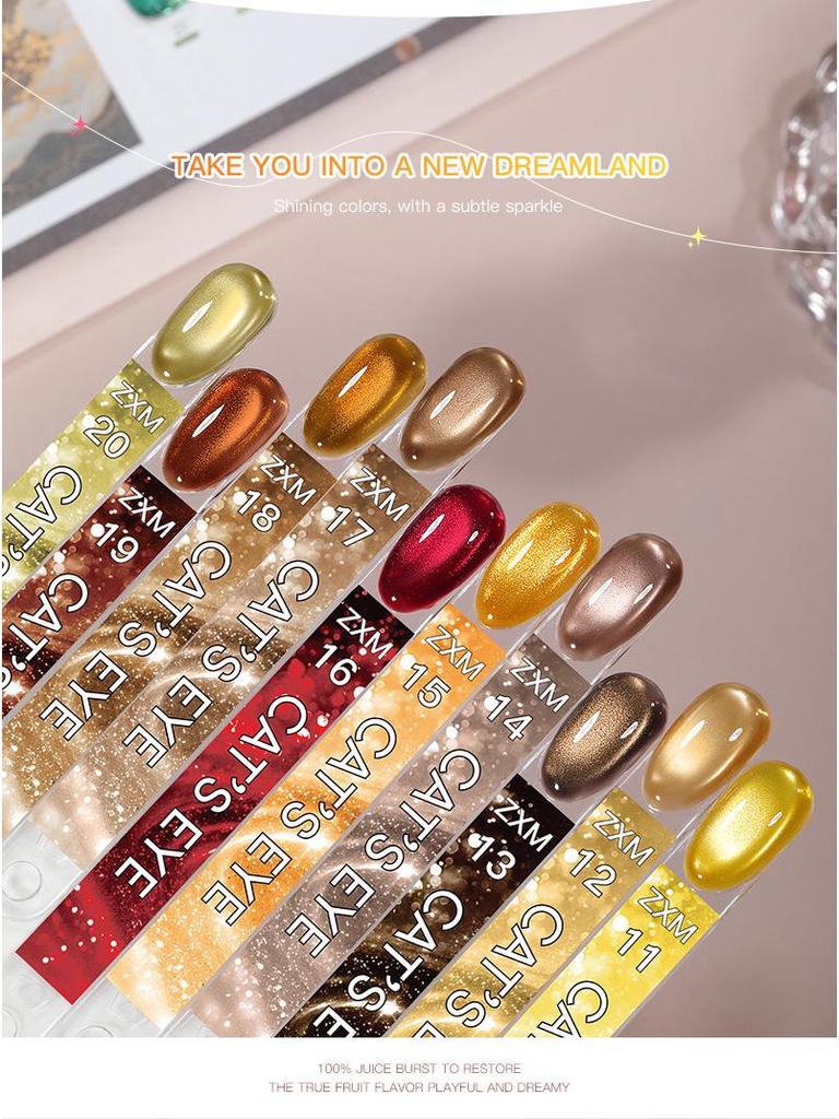 30 Shades Suspended Mirror Cat Eye Gel Polish Set with Glitter Glass Bead Effect