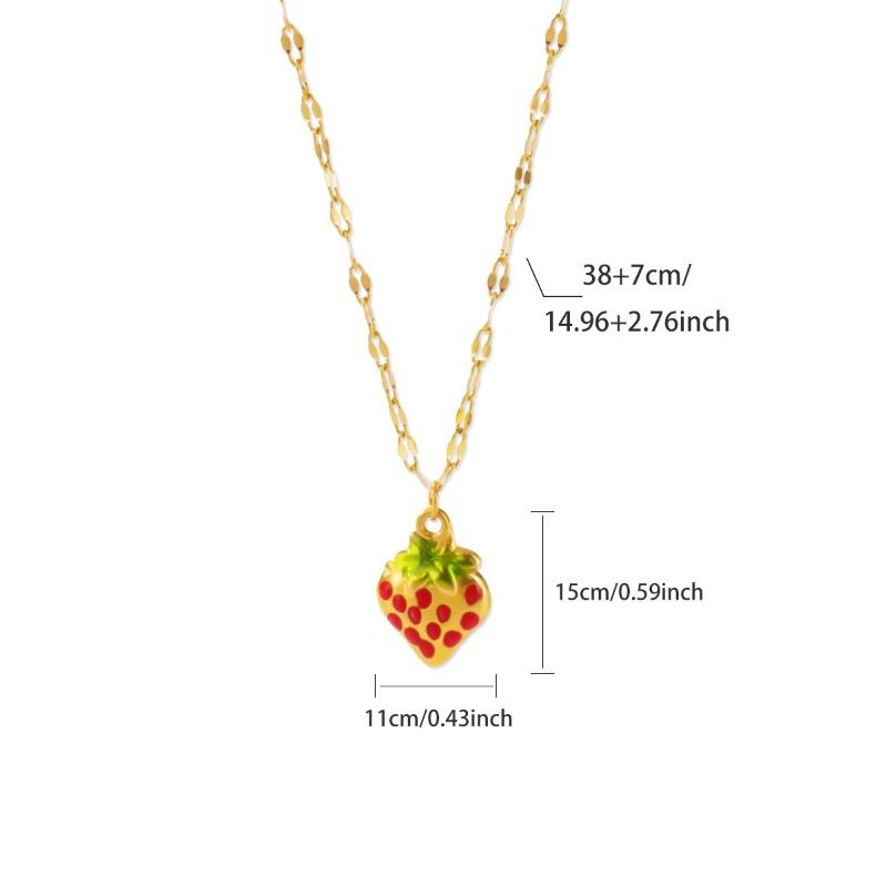 

Fashion Stainless Steel Fruit Strawberry Women Titanium Steel Necklace Niche Versatile Clavicle Chain Women