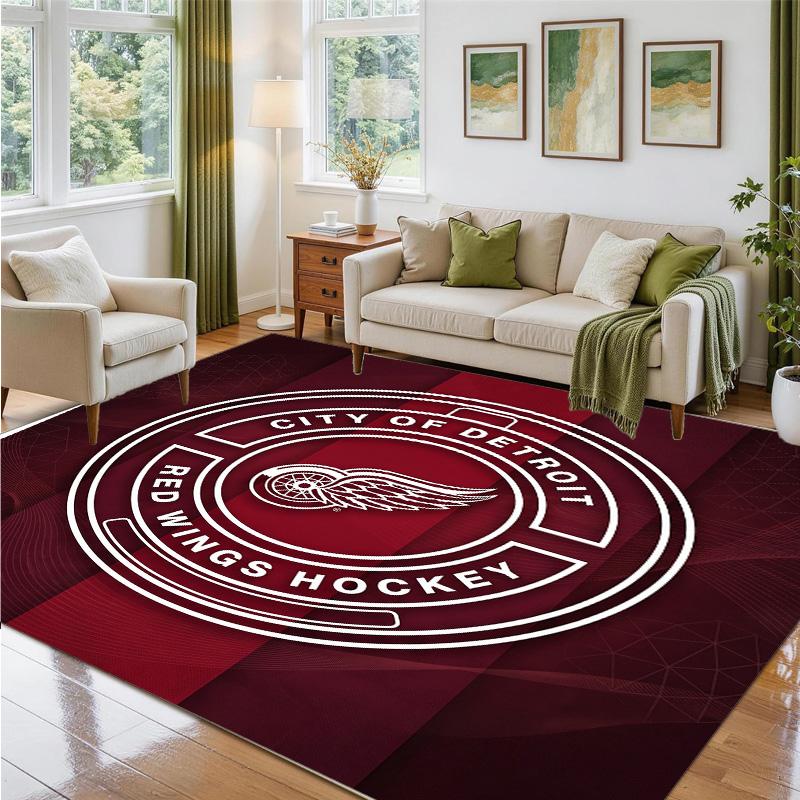 Detroit Red Wings Design Kristall-Samt-Teppich Weich Dekorative Matte für Schlafzimmer Eingang