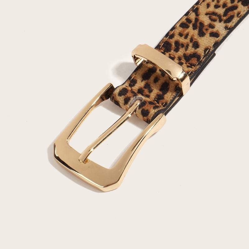 Unique Waist Belt Leopard Print Chain for Cowboy Cowgirl Stylish Buckle Retro Waistband Waist Chain Belt