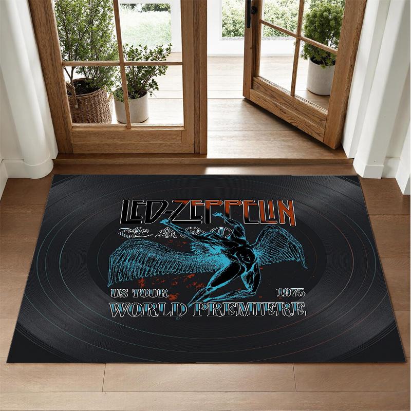 Led Zeppelin Design Crystal Velvet Rug Soft Decorative Mat for Bedroom Entrance