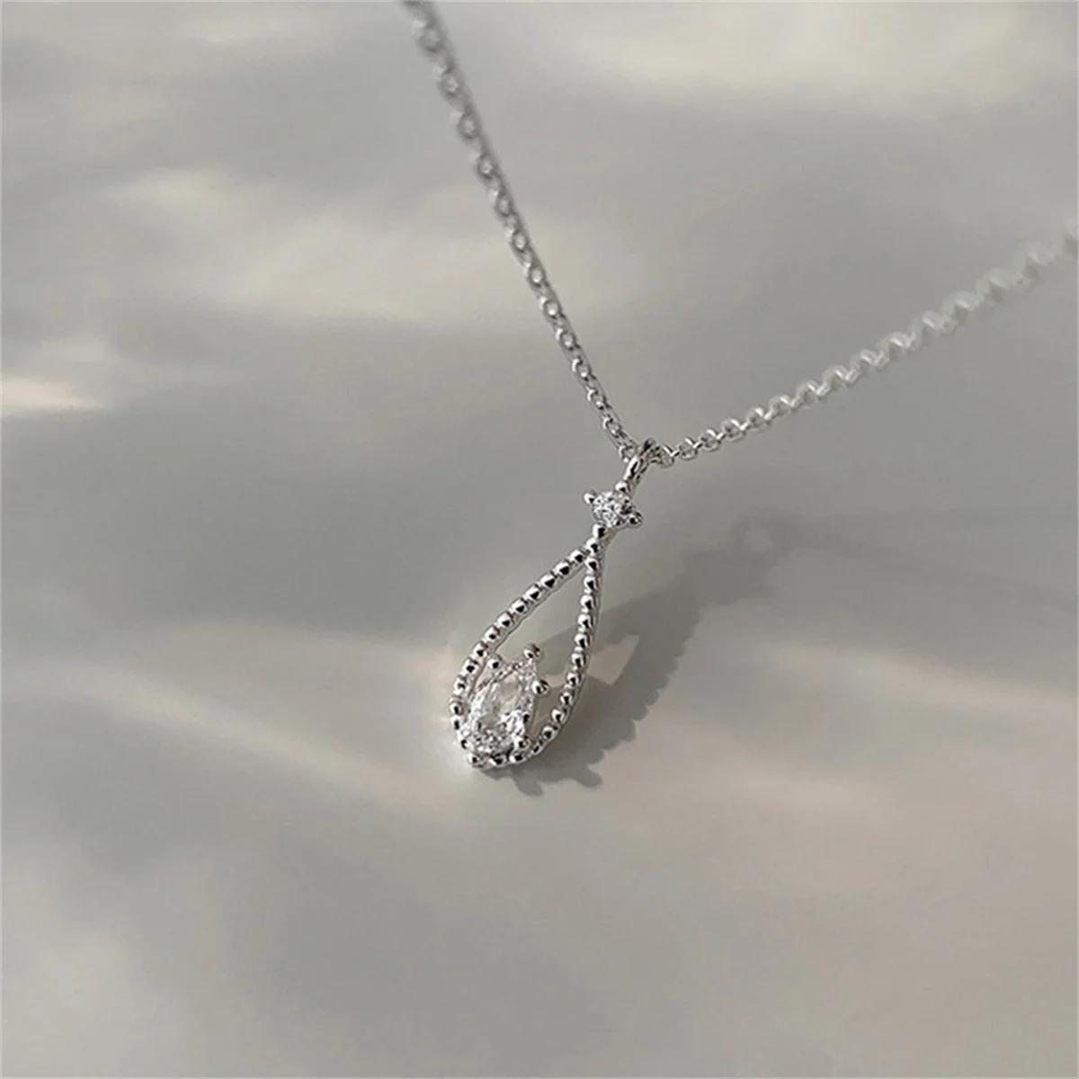 Ожерелья Для Женщин Сияющее Ожерелье с Подвеской в Виде Капли Воды Для Женщин Минималистичное Ожерелье-Чокер на Цепочке с Подвеской-Каплей Свадебная Вечеринка Украшения