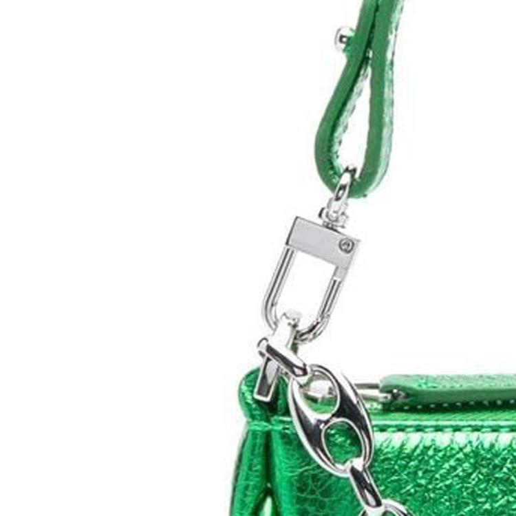 By Far Rachael Hardware Chain Shoulder Strap Zipper Closure Leather Mini Shoulder Bag Women handbags Green 22FWMIRACNMEGSMA