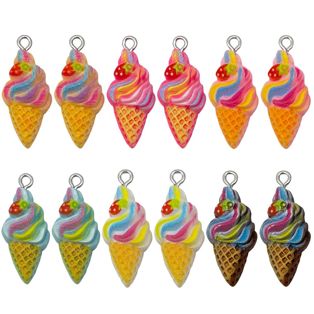 12-Color Resin Ice Cream Cone Charms for DIY Jewelry