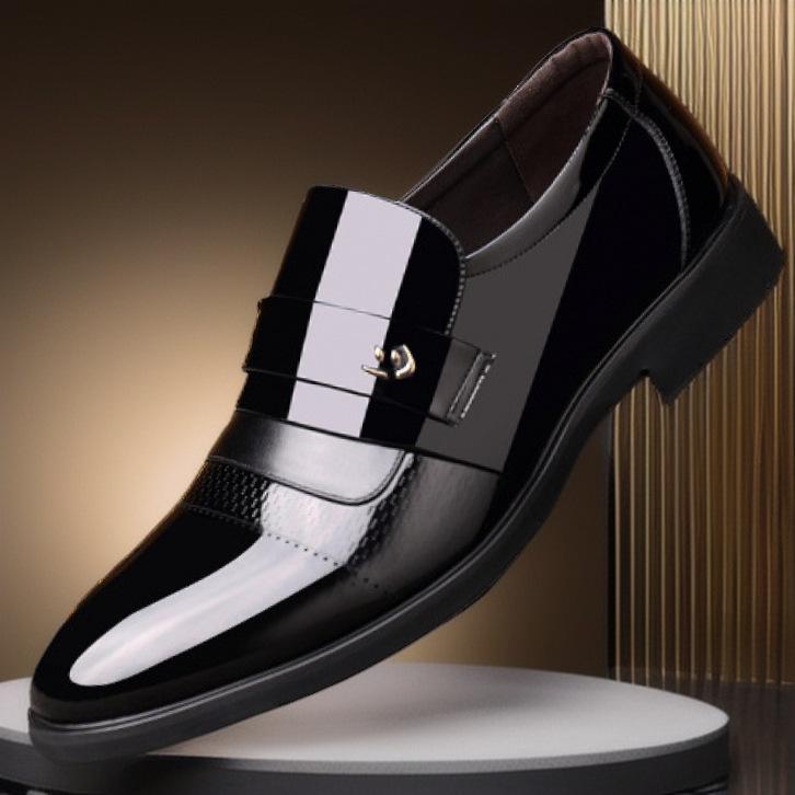 

Мужские коричневые кожаные туфли без застежек на каблуке — дышащие, износостойкие, ручная работа, заостренный дизайн, идеально подходят для свадеб и повседневного делового стиля. 47 чёрный