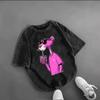 Dame Rund Hals Kort Ærme Løstsiddende 3D Print Bomuld T-shirt Afslappet Sød Top
