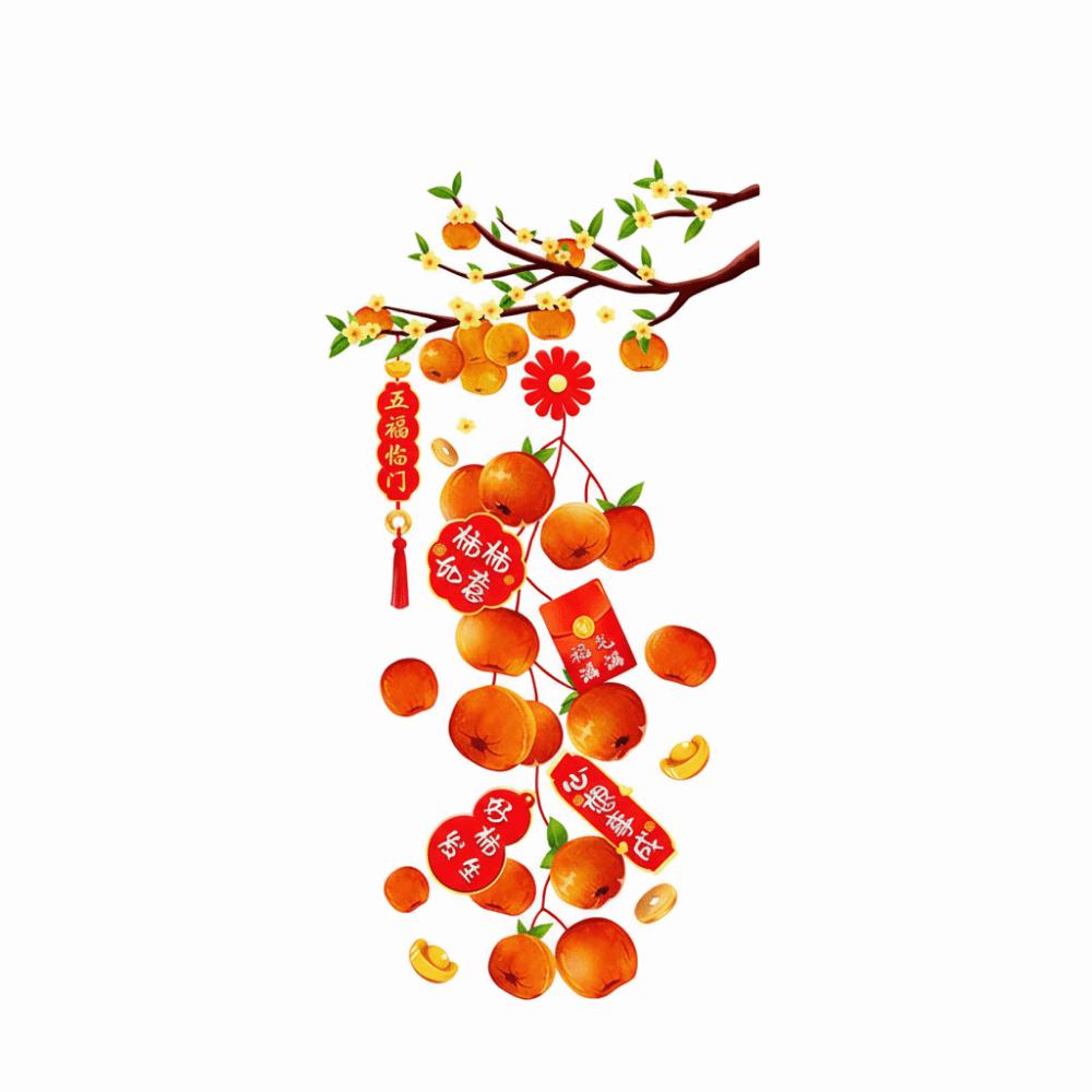 Multicolor New Year Shopwindow Sticker Electrostatic Cartoon HULU Wall Sticker PVC Blessing Glass Decals Wedding Supplies