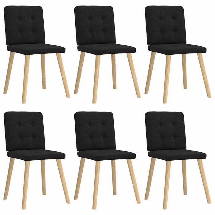 VidaXL Dining Chairs Set of 6 Black Fabric 3315440