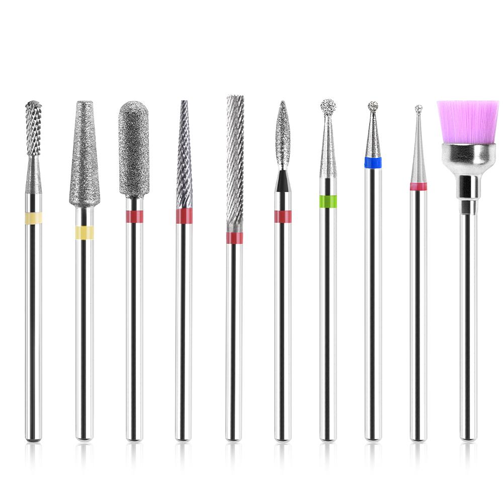 kads 10 bucăți freze diamantate pentru arta unghiilor, freze pentru manichiură pentru unghii, pentru îndepărtarea gelului pentru curățarea cuticulelor, instrumente pentru unghii