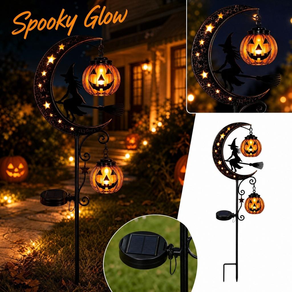Halloween Pumpkin Moon Stake Light Outdoor Garden Decoration with LED