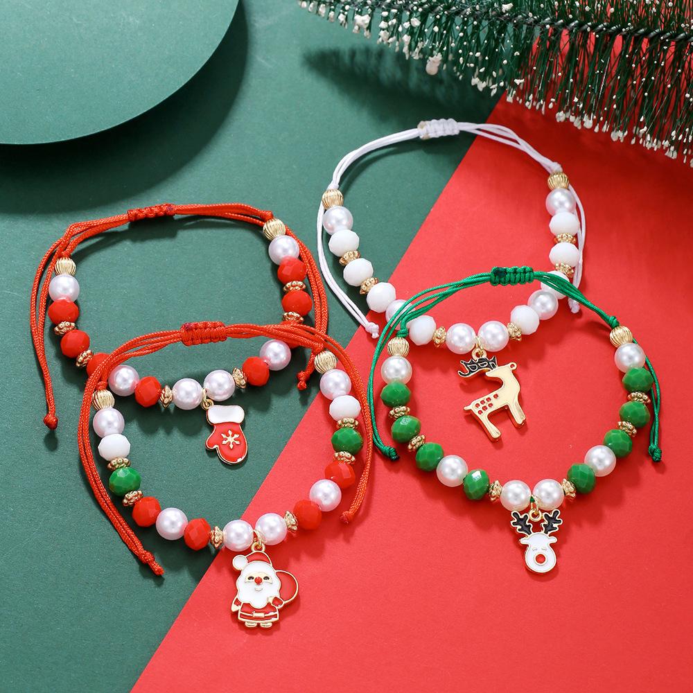 Christmas Bracelet Set Holiday Ornaments Snowman Santa Bracelet