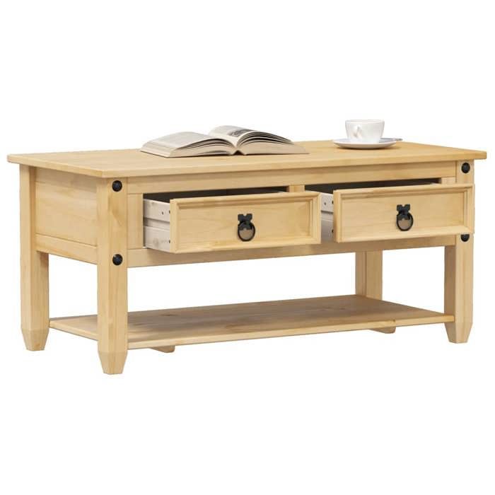 VidaXL Table basse avec tiroirs Corona 100x48x45 cm bois de pin massif, table d'appoint, table de salon, table d'accent, 4002773