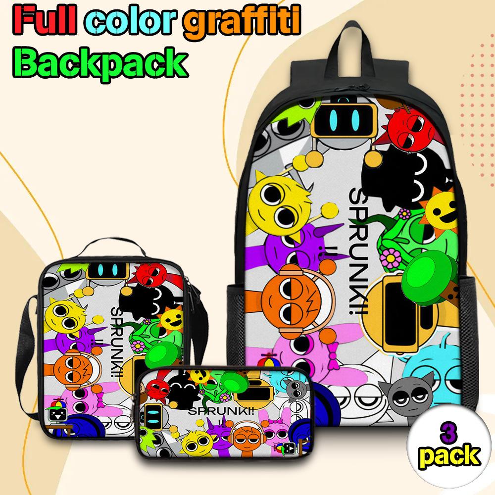 Sprunki Rhythm Box Backpack Primary School Third and Fourth Grades Lightweight Student School Bag L
