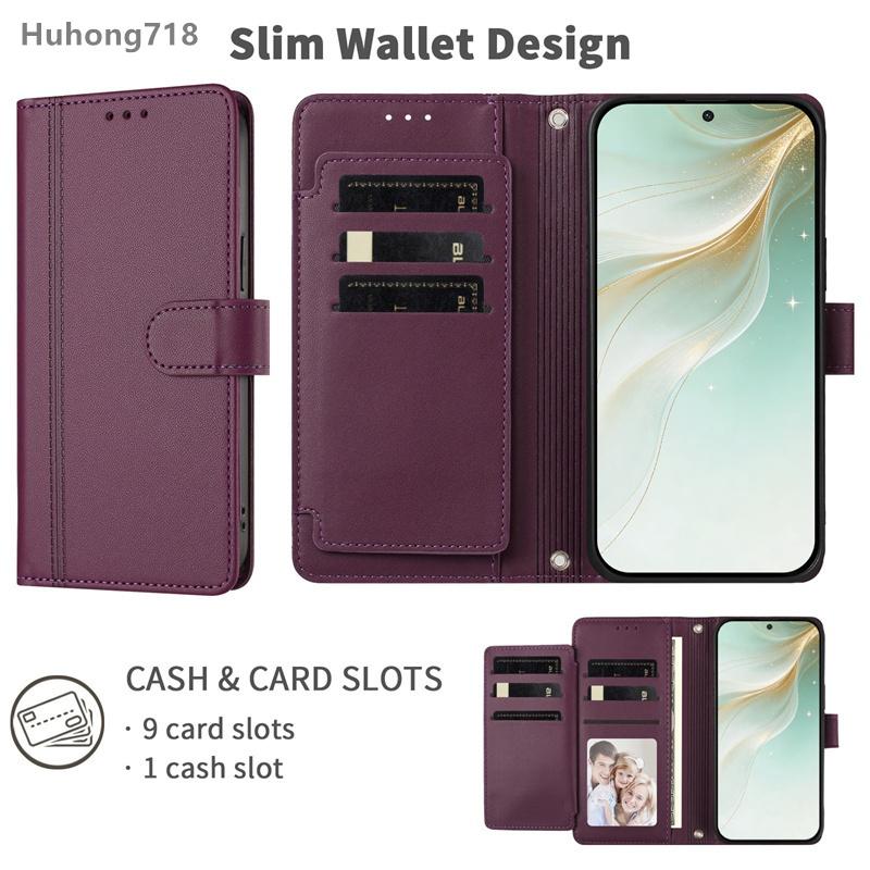 For OPPO Reno 12 FS 12F 15 15F 14F Max Pro Mini 4G 5G Flip Wallet Case Leather Cover With Card Slot Silicone Hand Strap Wireless Charging