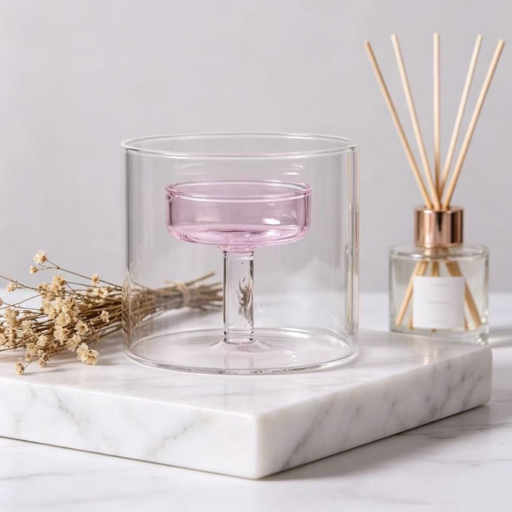 Heat-resistant Glass Candle Holder Transparent Candle Stand INS Scented Candles Cup Party