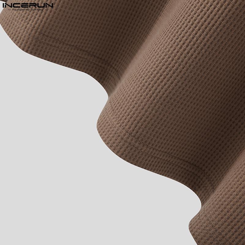 INCERUN Summer Men Short Sleeve Baggy O-neck Knit Loose Tee Tops