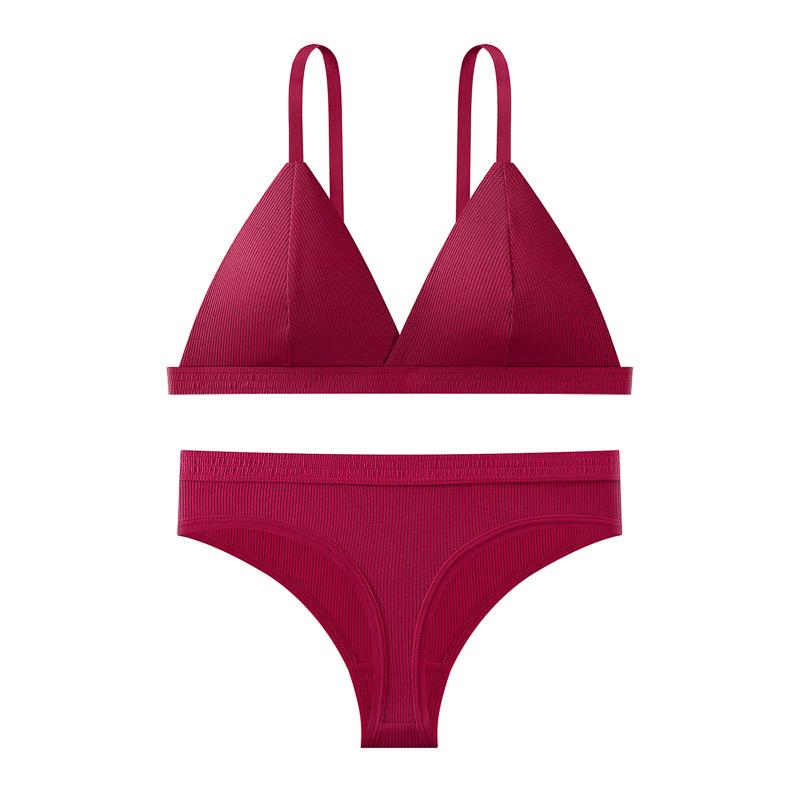 Set Sutien Femei cu Cupă Triunghiulară Franceză Fără Sârmă - Bretele Subțiri, Respirabil și Confortabil