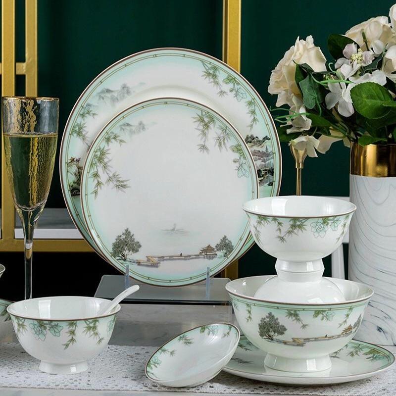 Qianhua Zhike 58-Piece Ceramic Dinnerware Gift Set