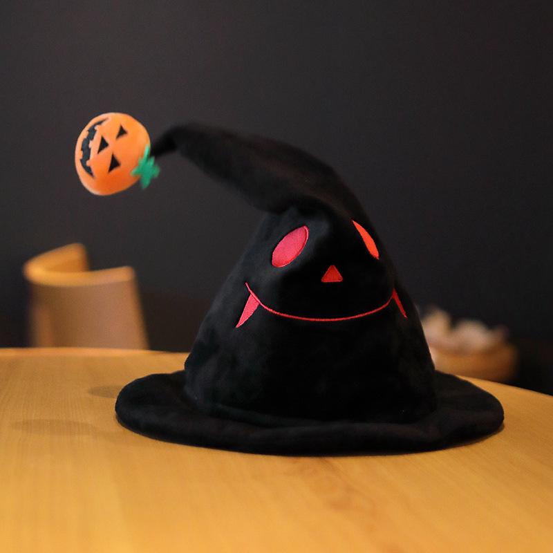 

Анимированная шляпа тыквы-эльфа со светом на Хэллоуин - Движущаяся шляпа дьявола для ночного декора и косплея Non-Moving чёрный