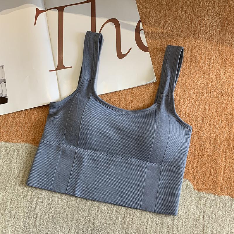 

Дышащий спортивный бюстгальтер, противоударный укороченный топ, анти-пот, топ для фитнеса, женский бесшовный бюстгальтер для йоги, спортивный топ с пуш-ап, топ для тренировок в тренажерном зале one size синий