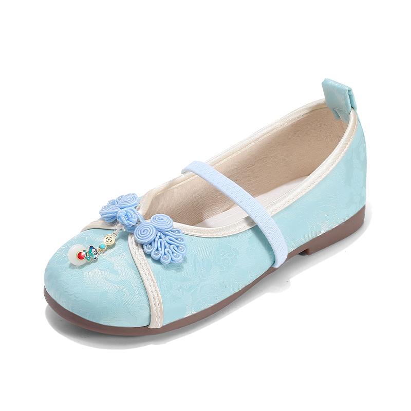 New Chinese Style Girls Princess Embroidered Shoes Spring Autumn National Fashion Kids Hanfu Flat Shoes Children Perform Shoes