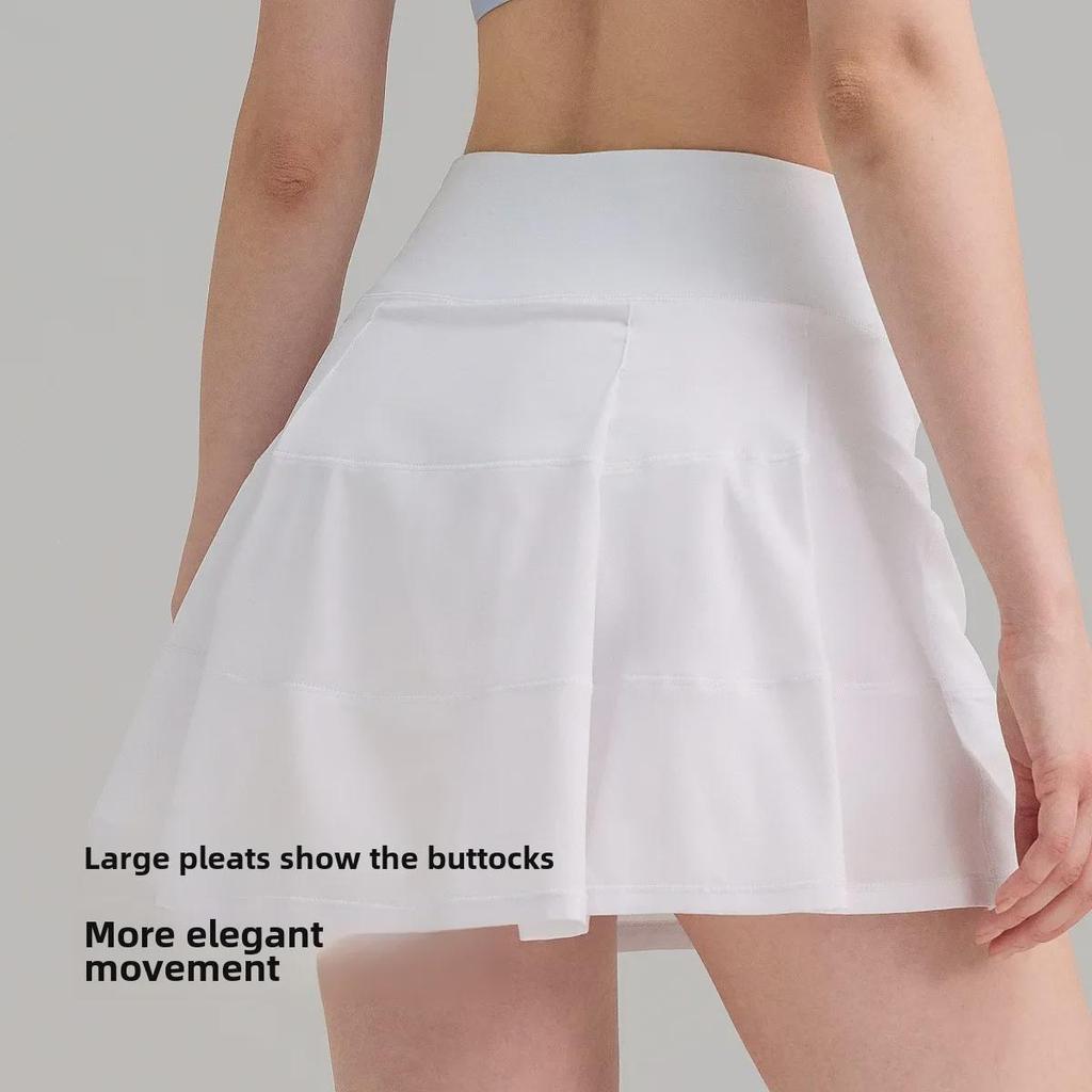 Women's High Waist Quick-Dry Pleated Sports Skirt with Built-In Shorts for Running and Tennis