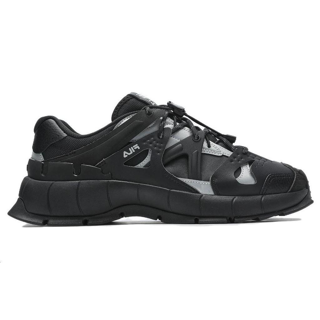 Fila Insetto Fabric Synthetic Leather Top Layer Cowhide Comfortable Versatile Wear-Resistant Low-Top Casual Shoes Men Sneaker Black Gray F12M411122FBC