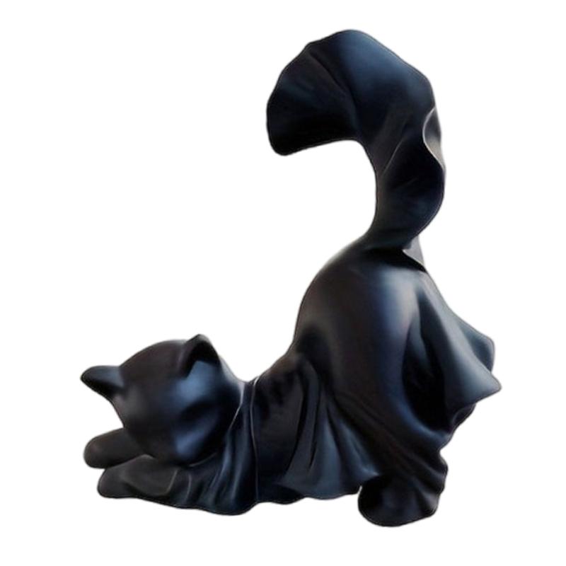 Ghostly Kitten Figurine Halloween Resin Animal Statue Decoration for Holiday Party Centerpieces Indoor and Outdoor Use
