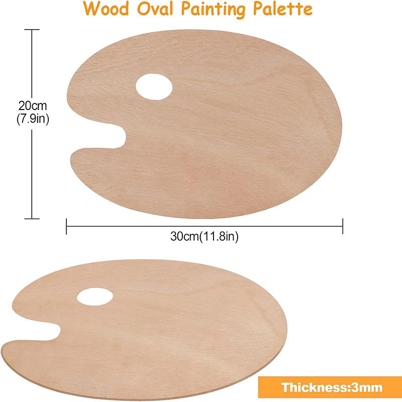 Wooden Paint Palette Oil Paint Palette Oval-Shaped Artist Painting Palette with Thumb Hole Art Pallet Paint Tray Painting Tool