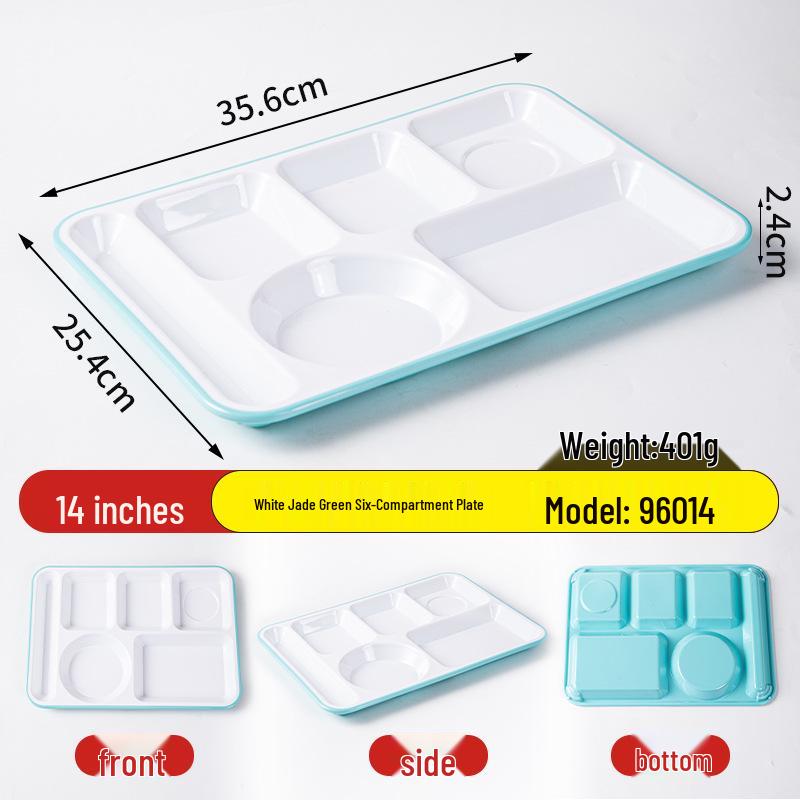 Melamine Divided Meal Tray: Food-Grade 4/6 Grid for Fast Food & Buffets