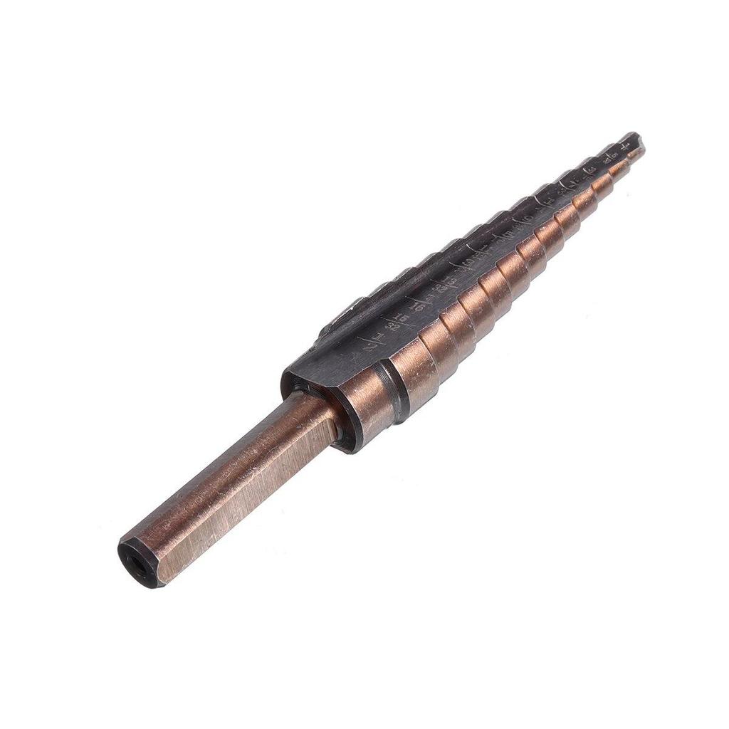 5-Piece Imperial Step Drill Set, TiN Coated, Triangle Shank, Straight Flute, with Aluminum Box